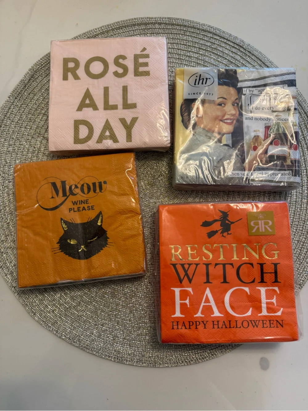 Collection of Wine Cocktail Napkins for hosting!  Cute and Playful 💕